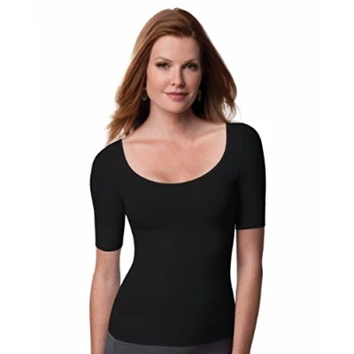 Image of SPANX On Top Elbow Sleeve Scoop Neck (1012) Black