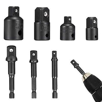 Image of Impact Adapter and Reducer Set Extenson Drill into High Speed Nut 3pcs 1/4&quot; 3/8&quot; 1/2&quot; 4pcs Socket to 3/8&quot;, 1/4&quot;, 1/2&quot;,