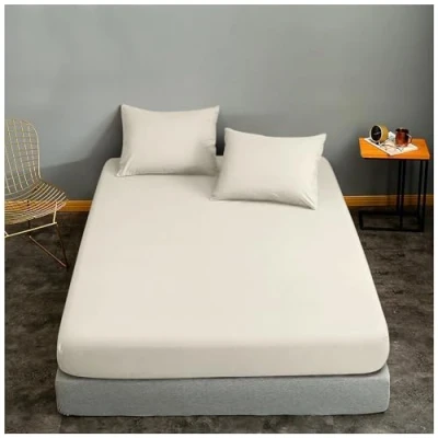 Image of 100% Cotton Single Fitted Sheet, 400 Thread Count Long Staple Bed Sheets 193x91 cm, (40 cm) Deep Pocket Egyptian Sheets, Cream Bedding
