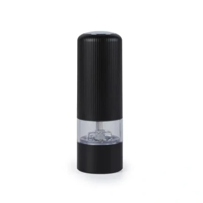 Image of Salter BW12958EU7 Clarence Electric Mill Salt/Pepper Grinder, One Handed Easy Push Button Operation, Ribbed Design, Ceramic Grinding Mechanism, Adjustable Coarseness, Battery Powered, Black