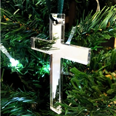Image of Mirrored Cross Christmas Tree Decoration Pack of Ten
