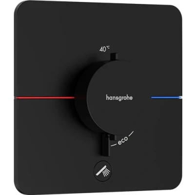 Image of hansgrohe ShowerSelect Comfort Q thermostat conceiled, bathroom tap with safety stop at 40 C, for showers and bath tubs, shower mixer 1 function, matt black, 15589670
