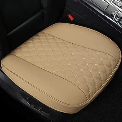 Image of Black Panther Car Seat Cover PU Leather,Full Wrapping Edge,Protector for Front Bottom (53x52 cm)(2Piece,Beige)