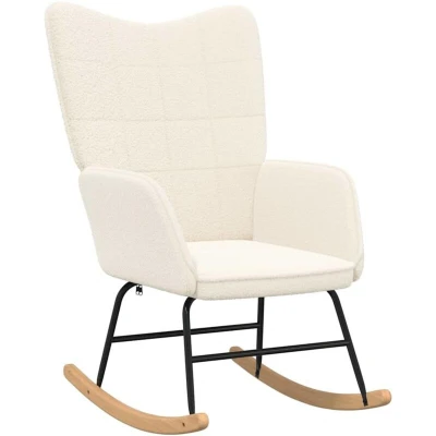 Image of vidaXL Relaxing Chair Cream Curly Wool like Fabric