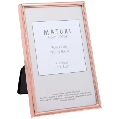 Image of Maturi Rose Gold Coloured Photo Frame Thin Edge, 4 x 6 inch (10 15cm)