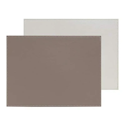 Image of FreeForm, Reversible Placemat Rectangular White and Taupe 40 x 30 cm