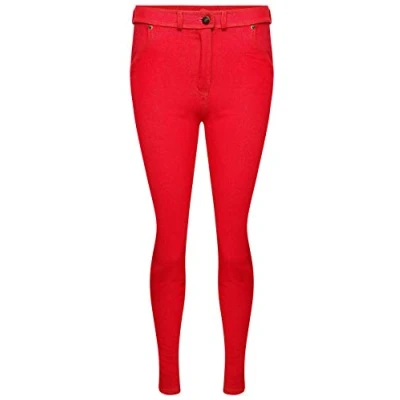 Image of True Face Ladies Skinny Jeans Stretch Jeggings Denim Pants Plain Trousers Pockets Red UK 12
