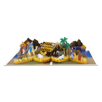 Image of JSGHGDF Christmas Themed Card With Envelope And Note Handmade Festival Greeting Nativity Scene Postcard Decoration