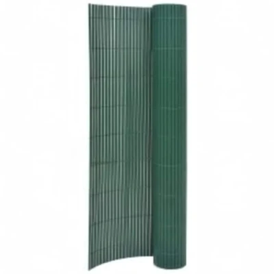 Image of vidaXL Double Sided Garden Fence in Durable Green PVC Versatile Outdoor Screening for Sectioning &amp; Windbreak, Easy Installation Adjustable Size, 110x400 cm