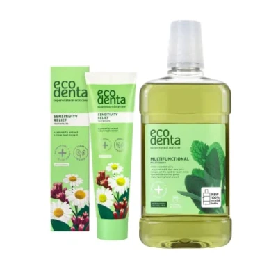 Image of Ecodenta Oral Hygiene Cosmetic Set I Toothpaste with Calident, Chamomile Extract, Clove Extract 100 ml and Antibacterial Multifunctional Mouthwash 500 Care Against Bad Breath