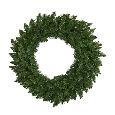 Image of SHATCHI Black/White Imperial Pine Garland Christmas Holiday Xmas Home Office Fireplaces Stairs Decoration with Non Pre Lit (CW/WW/Multicolour LEDs), Plain Green, 55cm Wreath