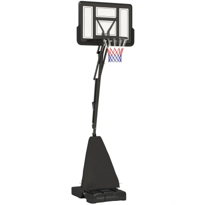 Image of SPORTNOW Basketball Hoop Outdoor, Height Adjustable and Stand with Rebound System, Weighted Base, Portable on Wheels, 2.45 3.05m, for Teens, Juniors, Adults, Black