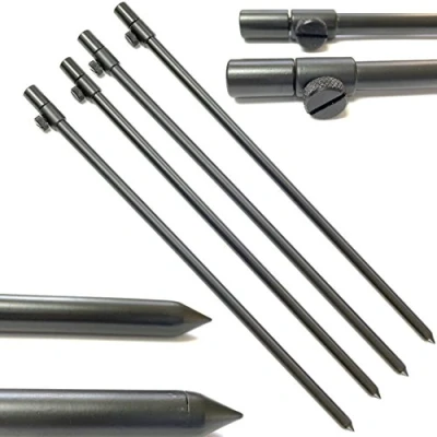 Image of 4 x 50 90cm Black Carp Coarse Aluminium BankSticks Bank Sticks Fishing Lidsters
