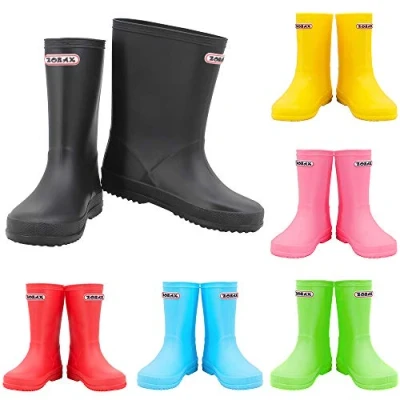 Image of Zorax UK12 Kids EU30 Black Girls Boys Waterproof Non Slip Motorbike Rain Boots Shoes Wellies Unisex Children Wellington