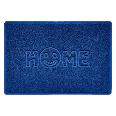 Image of Nicoman SMILEY FACE Embossed Shape Door Mat Dirt Trapper Washable Barrier Doormat (Use Indoor or Sheltered Outdoor) (90x60cm/3x2ft,Large) Blue