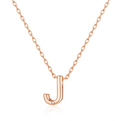 Image of Philip Jones Rose Gold Plated Initial Necklaces A to Z Created with Zircondia® Crystals (J)