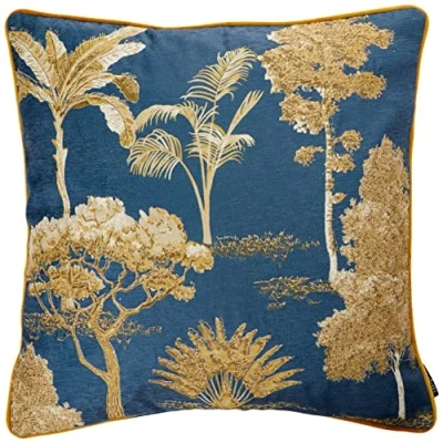 Image of Paoletti Arboretum Cushion Cover, Blue, 50 x 50cm
