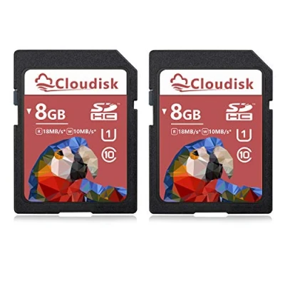 Image of Cloudisk Pack of 2 8GB SD Card SDHC Memory Card, UHS I U1 Class 10 (8GB)