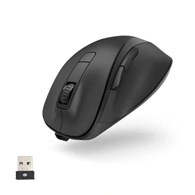Image of Hama Ergonomic Mouse (Wireless Mouse, 6 Buttons, 2.4 GHz, BlueWave, 800/1200/1600 dpi, Optical Wireless, Computer for Laptop/PC, Battery, Right Handed User) Black