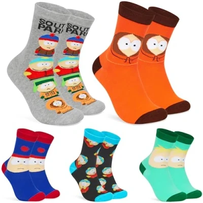 Image of South Park Calf Length Socks Men, Funny Breathable Soft Pack of 5 Gifts for Men