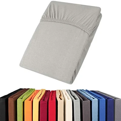 Image of aqua textil Viana Fitted Sheet 140 x 200 160 cm Grey Cotton Jersey