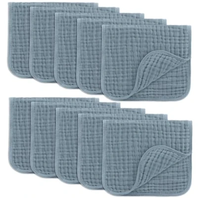 Image of Comfy Cubs Muslin Cloths for Baby, Baby Essentials, Burp Cloths, Squares, 100% Cotton, Hand Washcloths 6 Layers Extra Absorbent and Soft (Pacific Blue, 10 Pack, 50 X 25 CM)