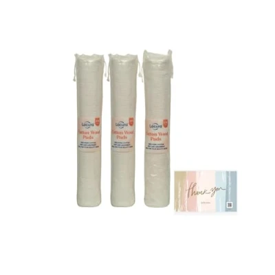 Image of Pure Cotton Wool Pads 3 x 140 100% Soft &amp; Absorbent for Gentle Skincare Beauty Care