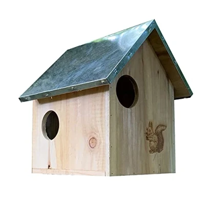 Image of Wooden Squirrel Nest Box With Metal Roof