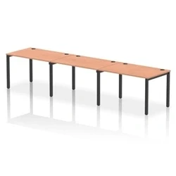 Image of Impulse Bench Single Row 3 Person 1200 Black Frame Desk Beech