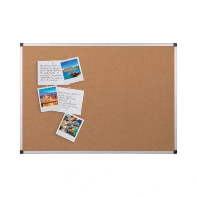 Image of Bi Office 600 x 900mm Aluminium Frame Cork Board, Brown