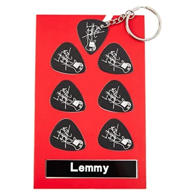 Image of Lemmy Guitar Plectrum Gift Set 6 Artist Plectrums 1 Keyring