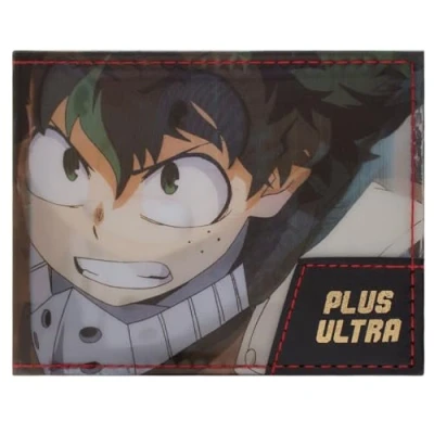 Image of My Hero Academia Midoriya Plus Ultra Hologram Wallet Bi Fold ID &amp; Card Holder, Black