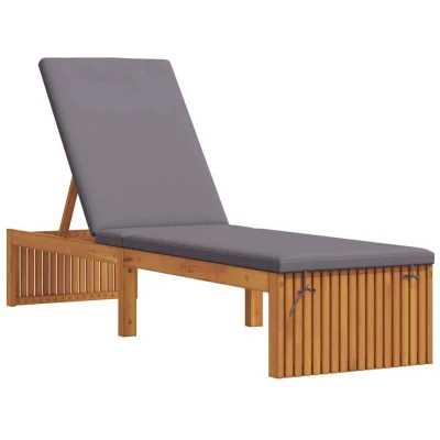 Image of vidaXL Sun Lounger with Cushion 200x55x30 cm Solid Wood Acacia