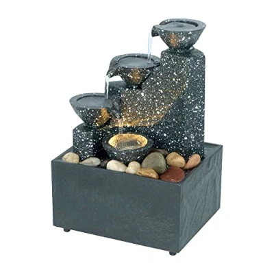 Image of Well Being Invigorating &amp; Revitalising Tabletop Cascading Water Fountain Four Bowls Zen Feng Shui Indoor Relaxation Feature