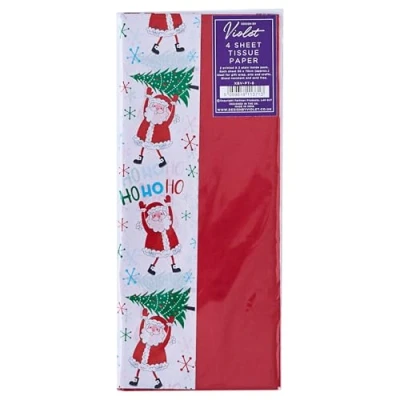 Image of Design by Violet Christmas Red/White HoHoHo 4 Sheets Decorative Tissue Paper for Gift Wrapping Present Crafts 50cm x 70cm Festive