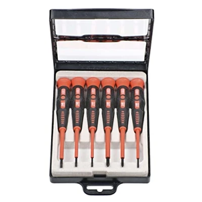 Image of kwb Precision Screwdriver Set VDE Cross, Slotted for Fine Mechanics, Mini Screwdrivers Watchmakers, Tool in Storage Box