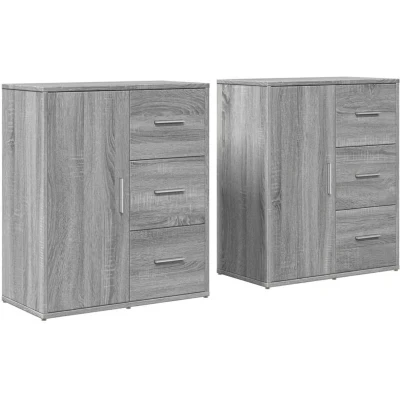 Image of vidaXL Sideboards 2 pcs Grey Sonoma 60x31x70 cm Engineered Wood