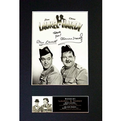 Image of LAUREL &amp; HARDY No2 Signed Autograph Mounted Photo Reproduction Print A4 Rare (297 x 210mm) #593 (Mount (Not Framed))