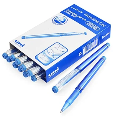 Image of uni ball UF 222 07 Erasable Rollerball Gel Pens. Premium 0.7mm Ballpoint Tip for Super Smooth Writing, Drawing &amp; Colouring.. Pack of 12 Blue