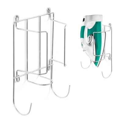Image of WINSOME Iron Holder Wall Mounted Over Door Ironing Board Hanger Chrome Plated Stainless Steel Compact Space Saving Storage for Organization