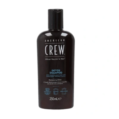 Image of American Crew Detox Shampoo &amp; Scalp Exfoliator, Vegan Silicone Free (250ml) Removes Excess Oil Product Build Up, Formulated for Men