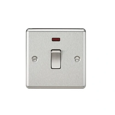 Image of KnightsBridge 20A 1G DP Switch with Neon Rounded Edge Brushed Chrome