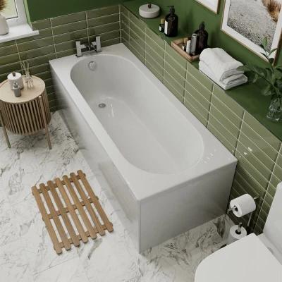 Image of Ceramica Single Ended Curved Bath With Side And End Panel 1700x700mm