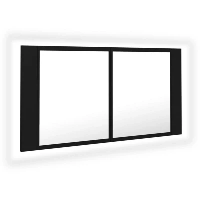 Image of vidaXL LED Bathroom Mirror Cabinet Indoor Washroom Vanity Wall Furniture Frame Unit Storage Chipboard with RGB Light 90x12x45 cm Black