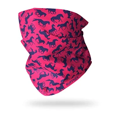 Image of Ruffnek HORSES PINK &amp; BLUE Multifunctional Headwear/Neck warmer/Snood for Horse Riding Women Children