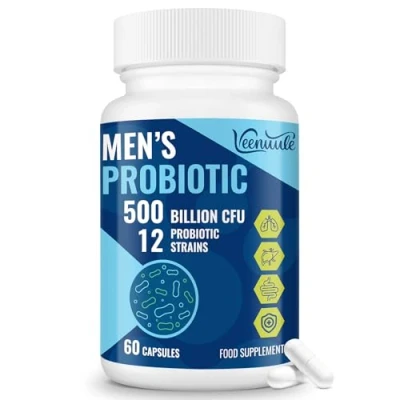 Image of 500 Billion CFU Probiotics for Men, 12 Diverse Strains Gut Health with Cranberry, Turmeric, Goji, Digestive &amp; Immune Health, Shelf Stable (60 Count (Pack of 1))