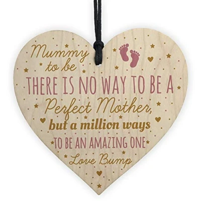 Image of RED OCEAN Mummy Mum To Be Present From Bump Baby Shower Wooden Heart Plaque Decoration Gift Keepsake