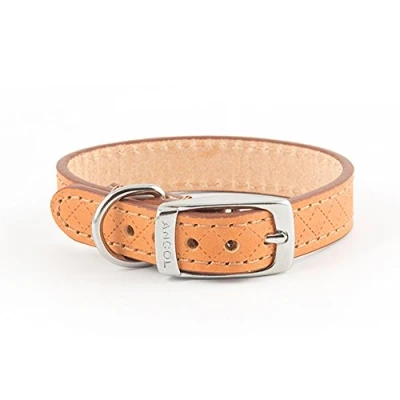 Image of Ancol Diamond Leather Collar Tan 22 26 cm XS