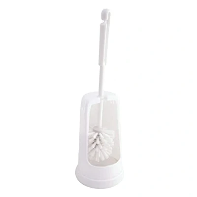 Image of Jantex Toilet Brush Set, White, Size: 37(H)x16.5(Dia)cm, Strong Bristles, Discreet Design, Cleaning Brush, Professional &amp; Home Use, Y195