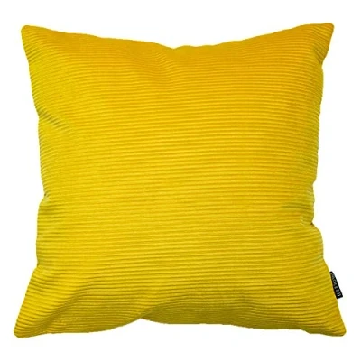 Image of Riva Paoletti Munich Cushion Cover Corduroy Soft Ribbed Effect 87 13% Polyamide Dry Clean only 45 x 45cm inches), Polyester, Ceylon Yellow, (18&quot; 18&quot;)